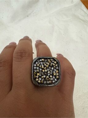 Paved Crystal and Gold Accent Square Statement Ring - Nordstrom Women's Jewelry